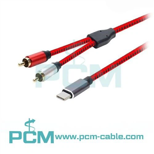 USB Type C Male naar 2 RCA stereokabel