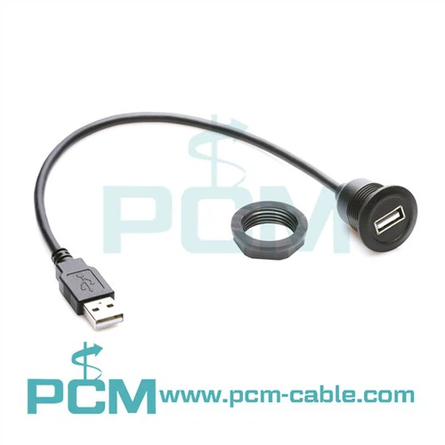 USB 2.0 Type A ronde verlengkabel voor paneelmontage