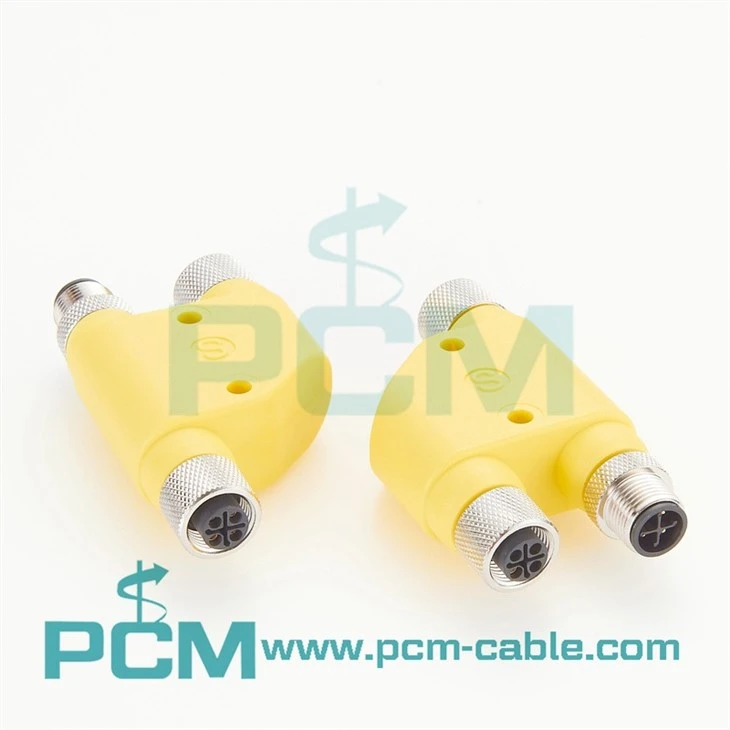 M12 S-Coding h-Splitter Cable Connector For Power Supply