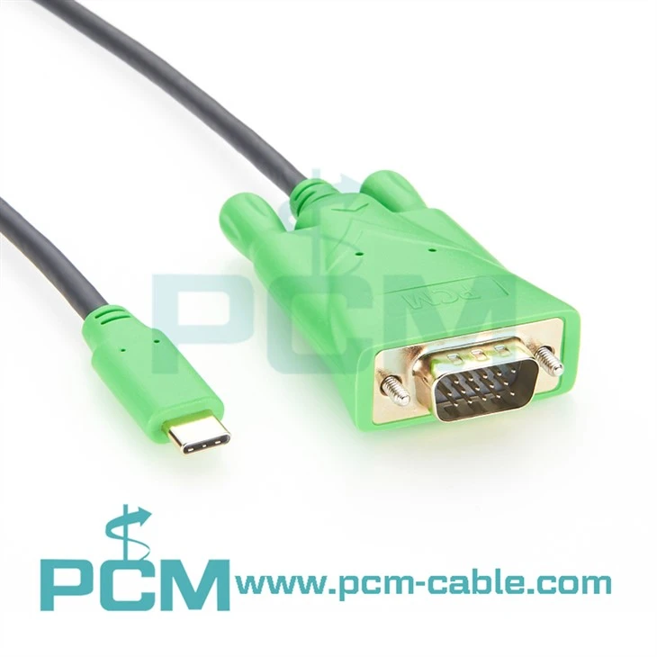 USB Type-C 3.1 to VGA Adapter USB Type C Male to vga Male HD Video Conversion Cable with Conversion chip Plug and Play