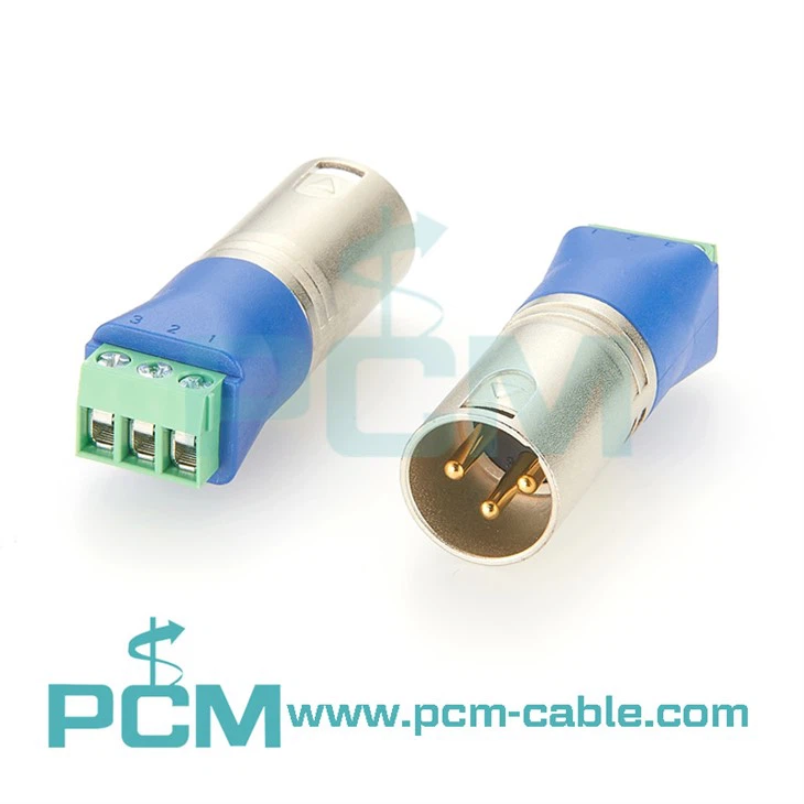 3-pins mannelijke vrouwelijke XLR naar schroefterminaladapter