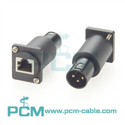 DMX 3PIN mannelijk naar RJ45 vrouwelijke paneelbevestiging adapter